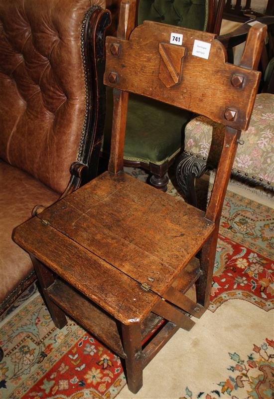 Set of Victorian oak metamorphic library steps / chair